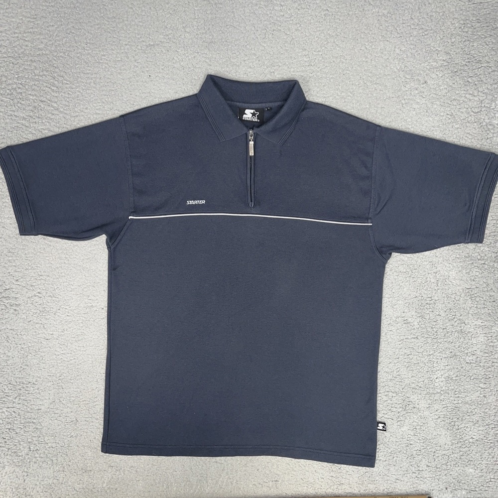 VTG Starter Shirt Men's Size Large Black Polo Golf Performance ¼ Zip Pullover